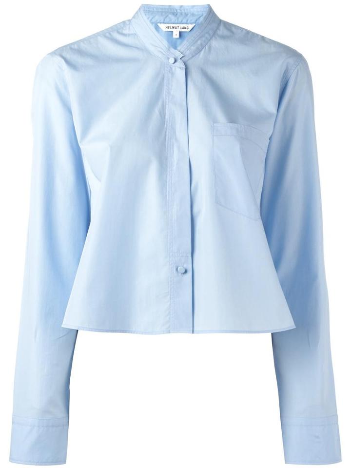 Helmut Lang Cropped 'poplin' Shirt, Women's, Size: Small, Blue, Cotton