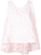 Rochas Floral Flared Sleeveless Top - Pink & Purple