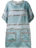 Faith Connexion Sequin Embellished Dress, Women's, Size: 38, Blue, Linen/flax/cotton/polyester