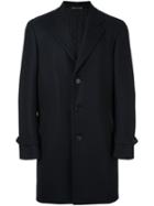 Canali Classic Single Breasted Coat, Men's, Size: 48, Blue, Cupro/wool