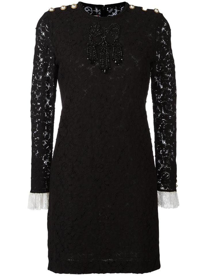 Gucci Bead Embroidered Lace Dress, Women's, Size: 42, Black, Silk/cotton/polyamide/spandex/elastane