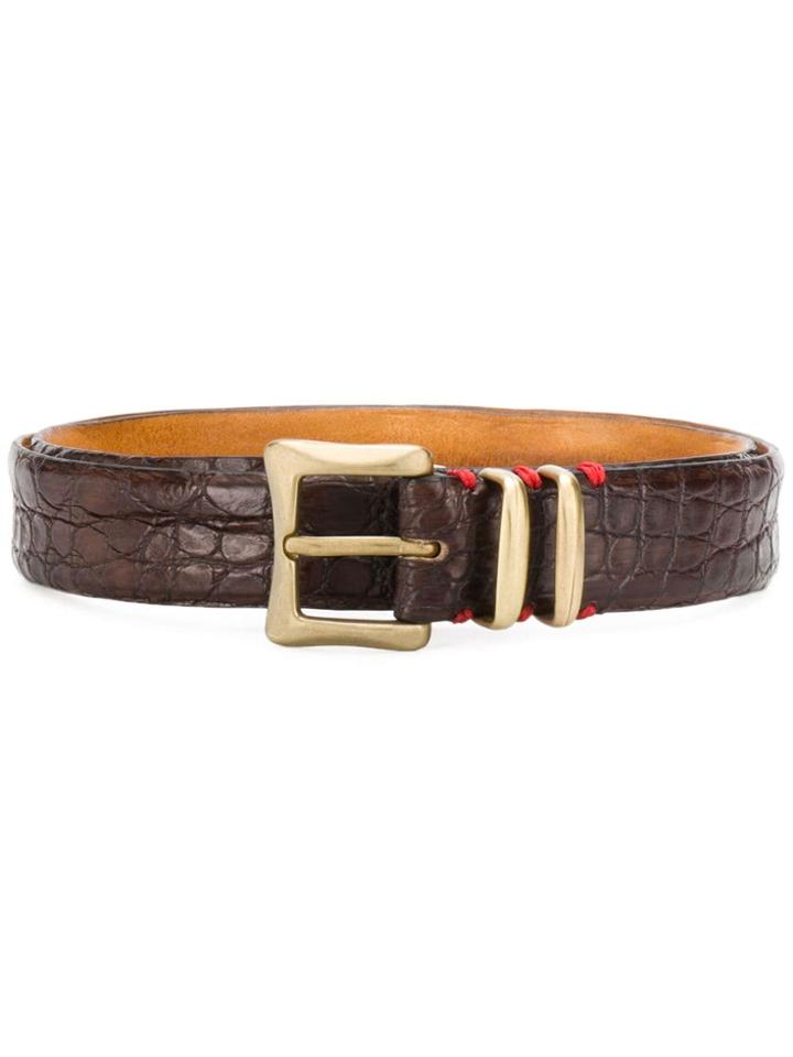Eleventy Crocodile Effect Belt - Brown