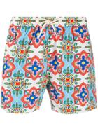 Mc2 Saint Barth Spanish Majolica Swim Shorts - White