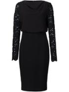 Badgley Mischka Lace Sleeve Dress, Women's, Size: Small, Black, Polyester/spandex/elastane/cotton/nylon