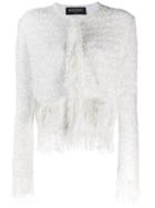 Balmain Tweed Fringed Jacket - White