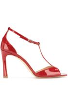 The Seller Triangle Strap Heeled Sandals - Red