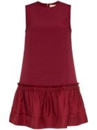 Roksanda Tanaga Sleeveless Ruffle Silk Blend Shift Dress - Red