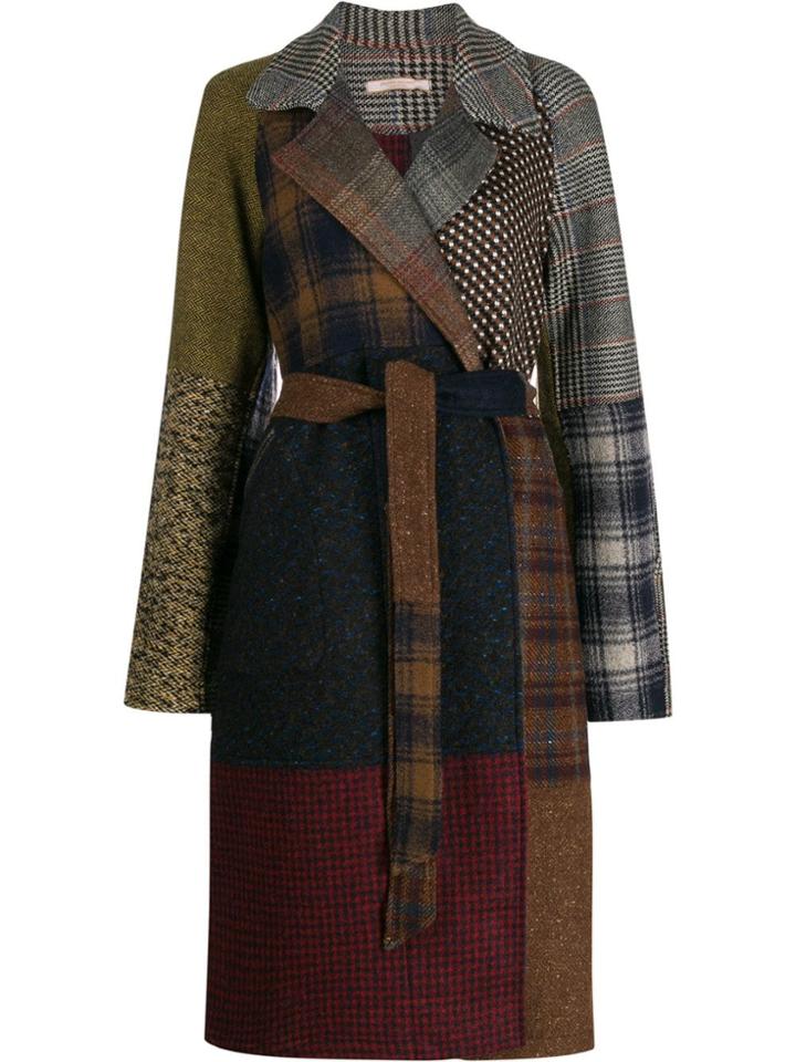 Ermanno Gallamini Abric Patchwork Belted Coat - Grey