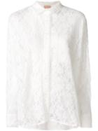 Nude Button-up Lace Shirt - White