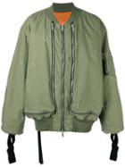Unravel Project Zip Detail Bomber Jacket, Men's, Size: 50, Green, Cotton/polyamide