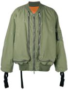 Unravel Project Zip Detail Bomber Jacket, Men's, Size: 50, Green, Cotton/polyamide