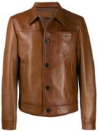 Prada Logo Patch Boxy Jacket - Brown