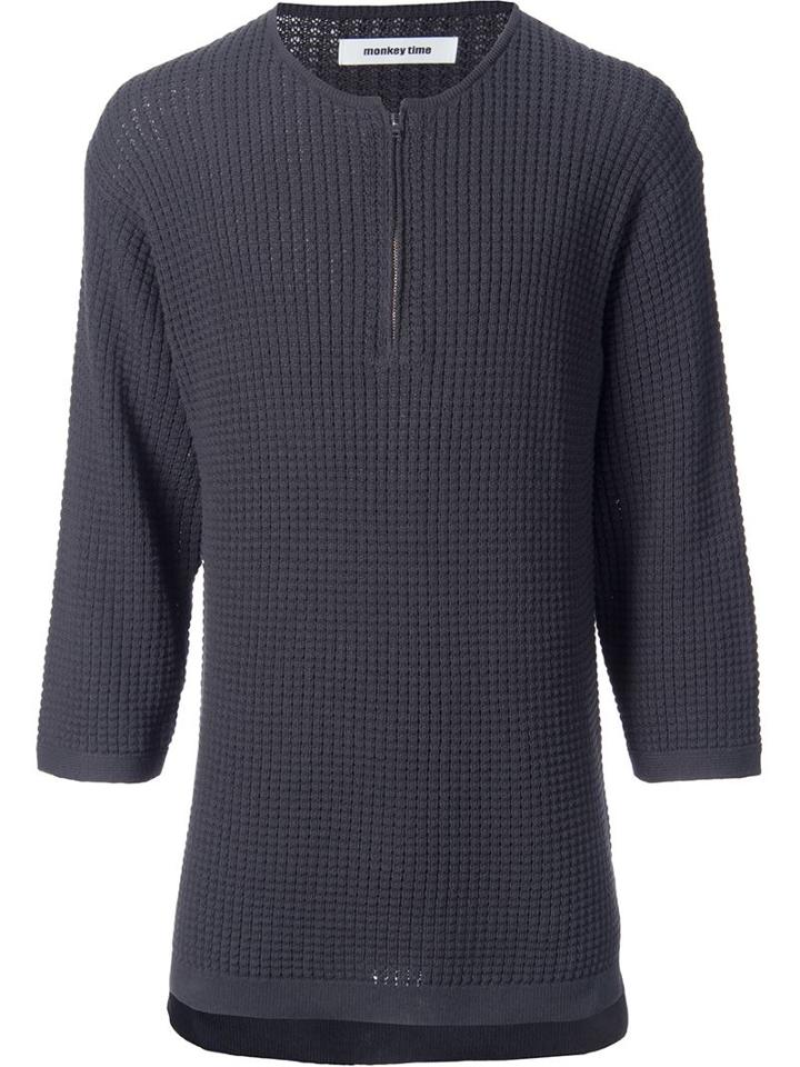 Monkey Time Textured Zip Up Jumper