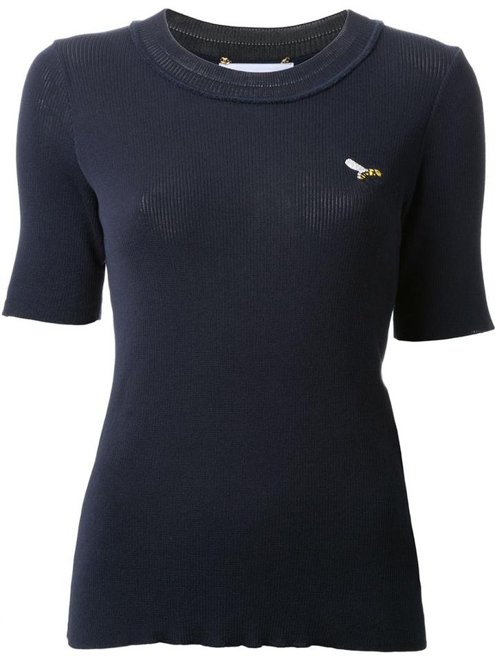 Muveil Ribbed Logo Detail Knitted Top