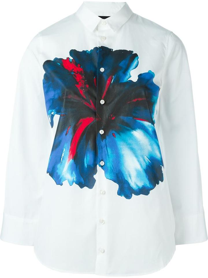 Dsquared2 Floral Print Shirt, Women's, Size: 38, White, Cotton