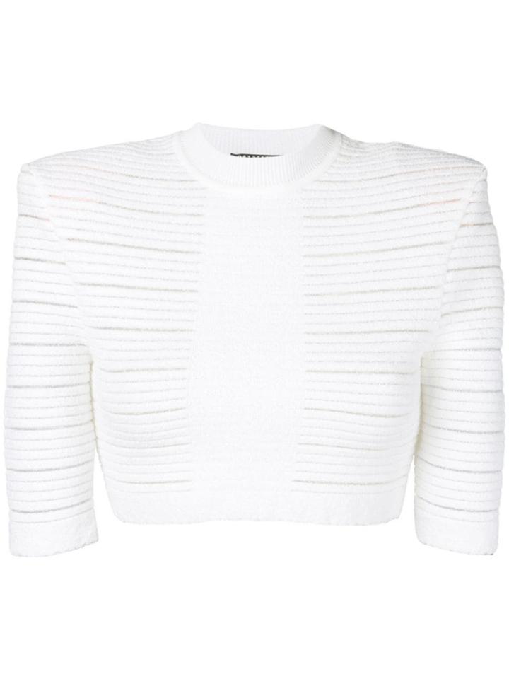 Balmain Sheer Panelled Cropped Top - White