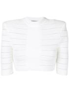 Balmain Sheer Panelled Cropped Top - White