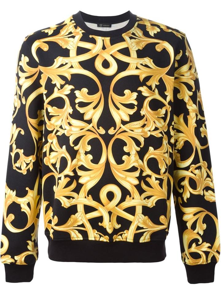Versace Baroque Sweatshirt, Men's, Size: Xl, Black, Cotton/polyamide/spandex/elastane