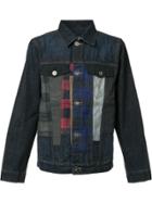 Mostly Heard Rarely Seen Checked Detailing Denim Jacket - Blue