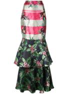 Patbo Floral Print Maxi Peplum Skirt - Multicolour
