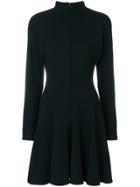 Versace Vintage Standing Collar Flared Dress - Black