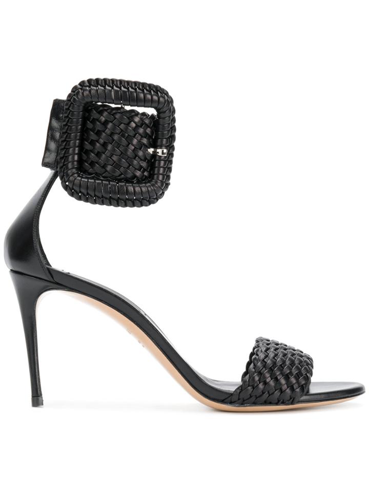 Casadei Woven Buckle Sandals - Black