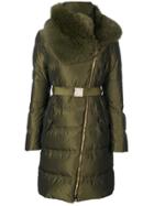 Versace Collection Belted High Neck Coat - Green