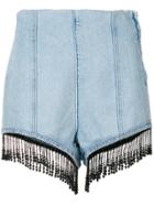 Msgm Beaded Fringe Shorts - Blue