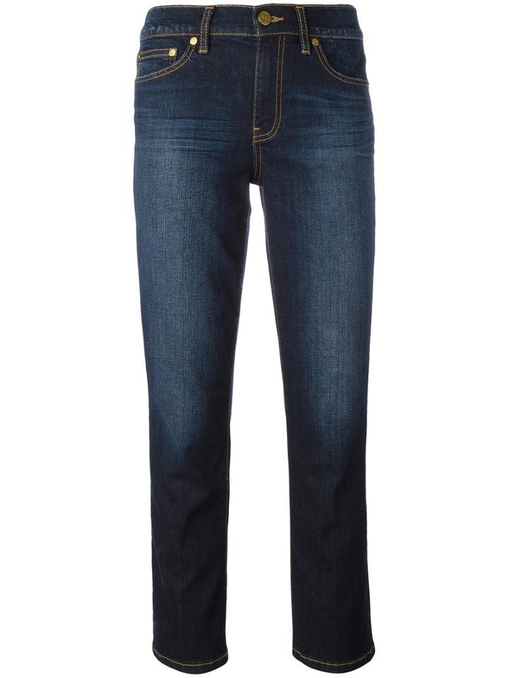 Tory Burch Cropped Skinny Jeans, Women's, Size: 27, Blue, Cotton/polyester/spandex/elastane