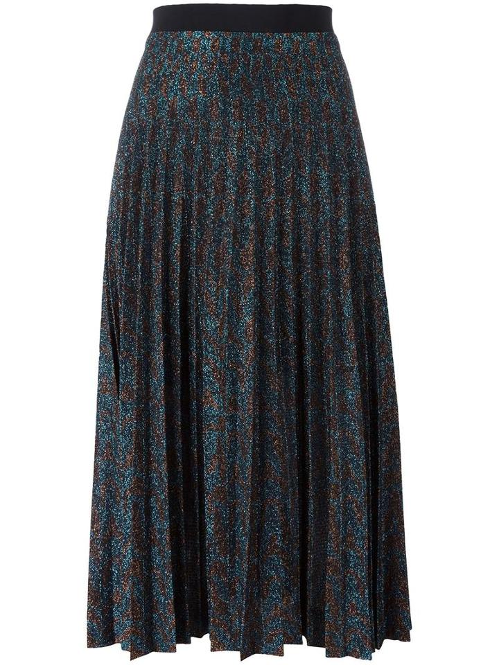 Aviù Pleated Midi Skirt, Women's, Size: 40, Blue, Polyester/viscose