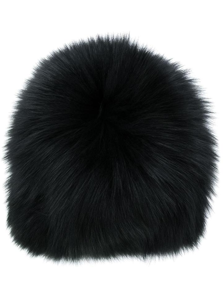 Yves Salomon Fox Fur Beanie - Black