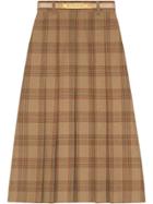 Gucci Check Wool A-line Skirt - Brown