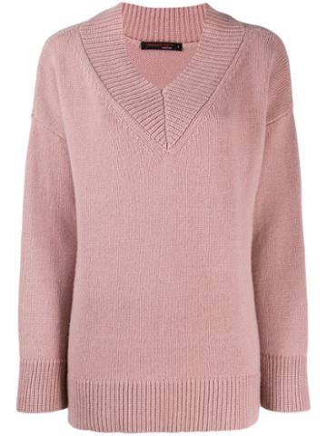 Incentive! Cashmere Wide V-neck Cashmere Sweater - Pink