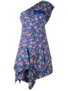 Isabel Marant - Floral One Shoulder Dress - Women - Cotton/silk - 38, Blue, Cotton/silk