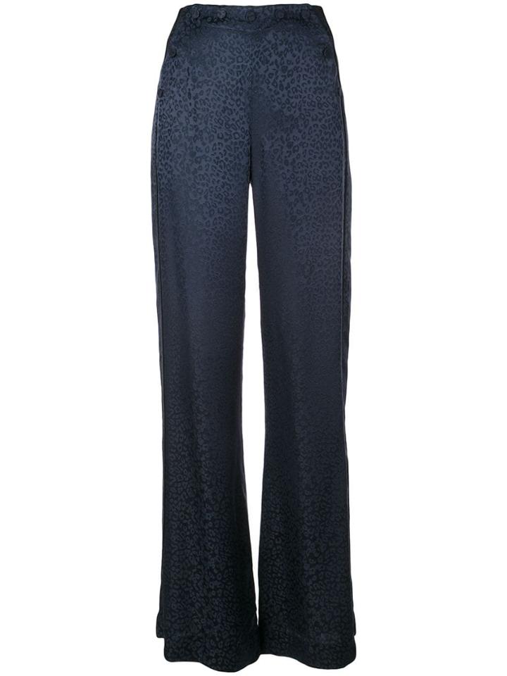 Jonathan Simkhai Leopard Print Wide Leg Trousers - Blue
