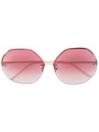 Linda Farrow Hexagon Frame Sunglasses - Metallic