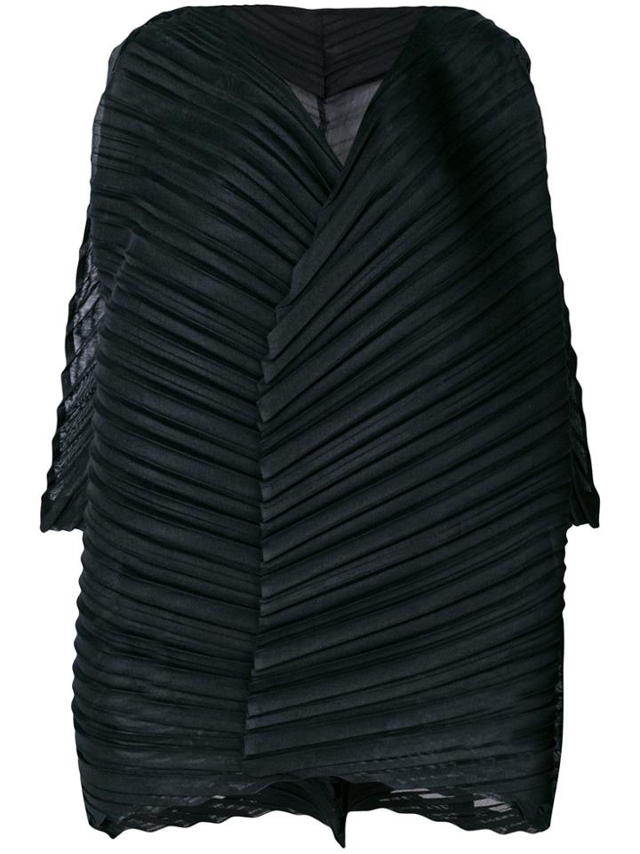 Issey Miyake Pleated Flared Blouse - Black