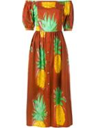 Tata Naka Sierva Pineapple Print Off-shoulder Dress