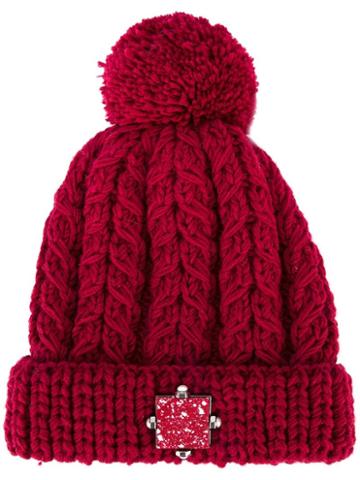 Eshvi Eshvi X 711 Bobble Hat, Women's, Red, Wool