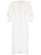 Adriana Degreas Porto Embellished Sleeve Cotton Tie Dress - White