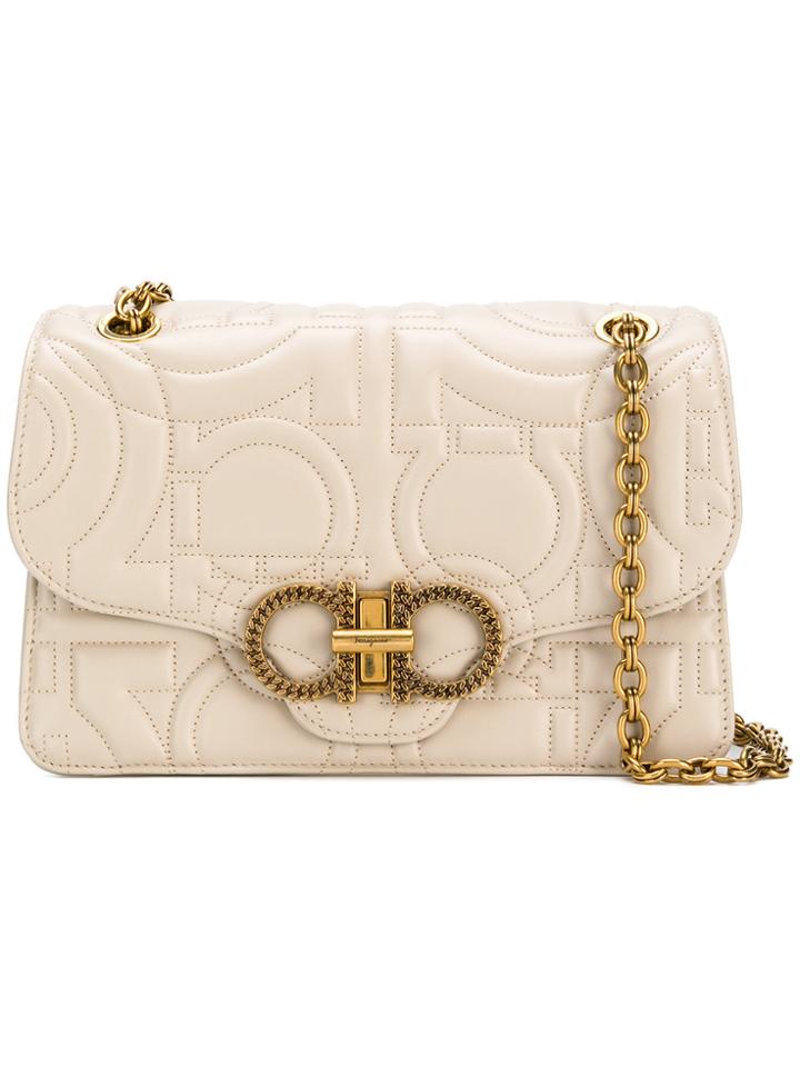Salvatore Ferragamo Embossed Pattern Clutch - Nude & Neutrals
