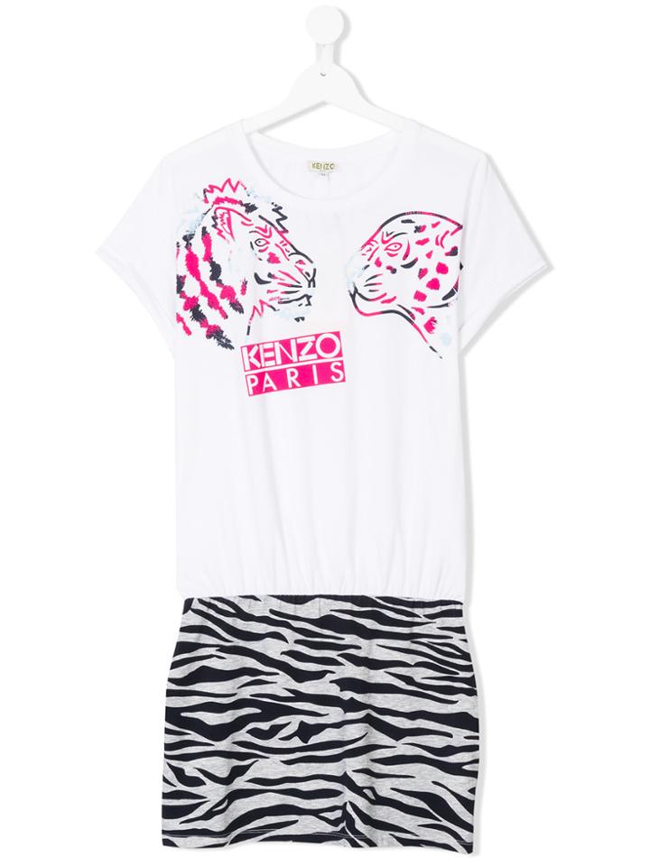 Kenzo Kids Tenn Animal Print Dress - White