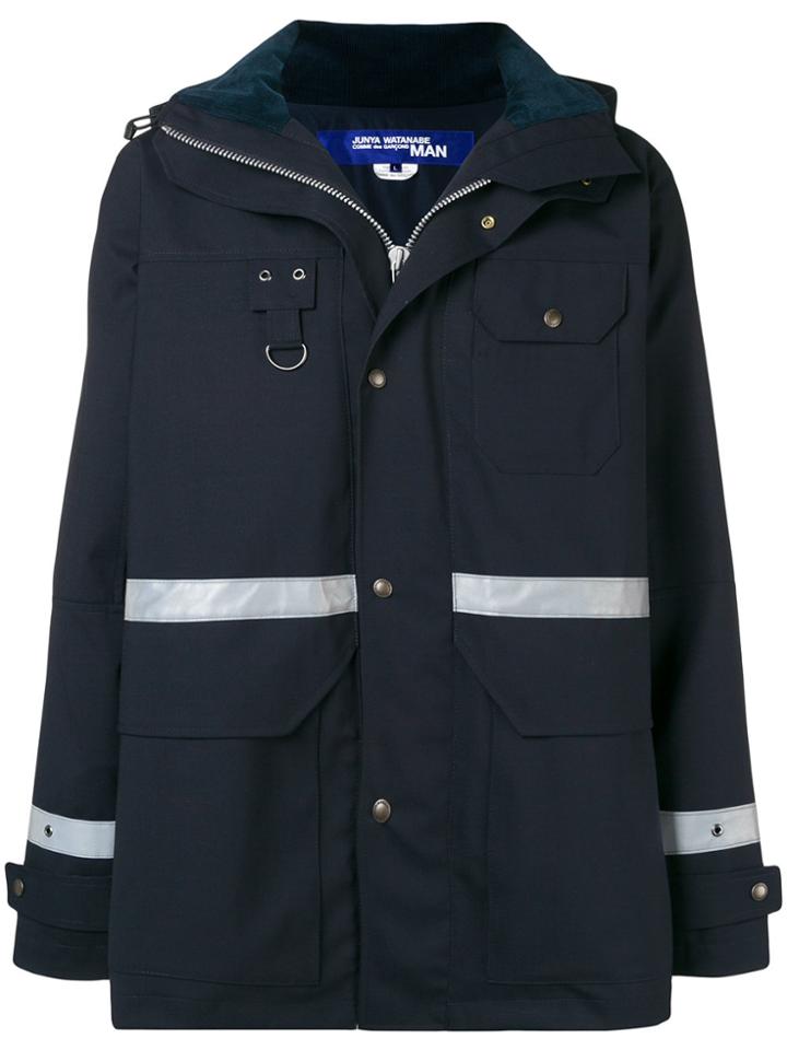 Junya Watanabe Man Reflective Details Hooded Parka - Blue