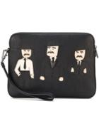 Dolce & Gabbana Sicilian Men Patch Clutch, Black, Leather