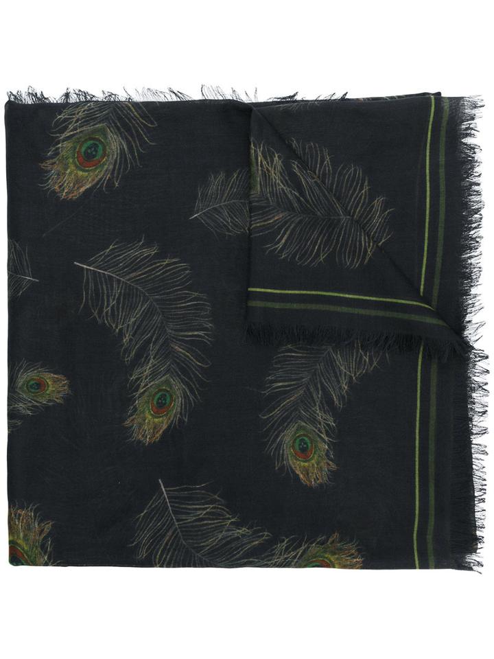 Alexander Mcqueen - Peacock Feather Scarf - Men - Silk/modal - One Size, Blue, Silk/modal