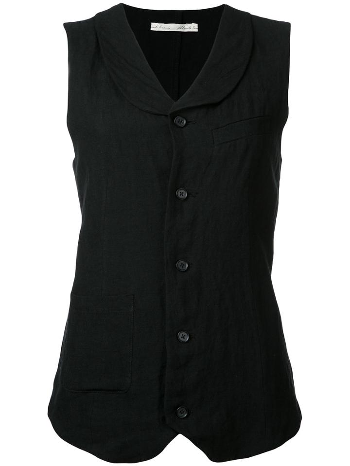 Aleksandr Manamïs - Pocket Detail Waistcoat - Women - Linen/flax - 2, Black, Linen/flax