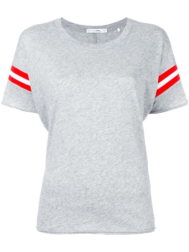 Rag & Bone Striped Sleeves T-shirt, Women's, Size: Small, Grey, Cotton