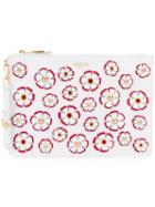 Moschino - Floral Embroidered Clutch - Women - Vinyl/cotton/leather - One Size, White, Vinyl/cotton/leather