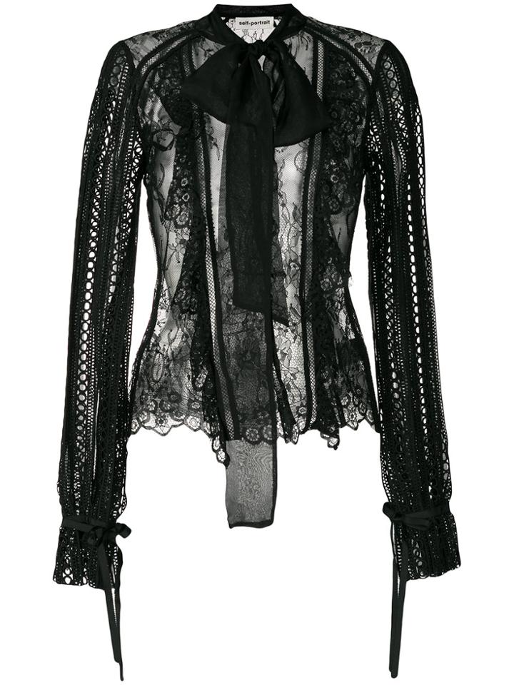 Self-portrait Lace Blouse - Black