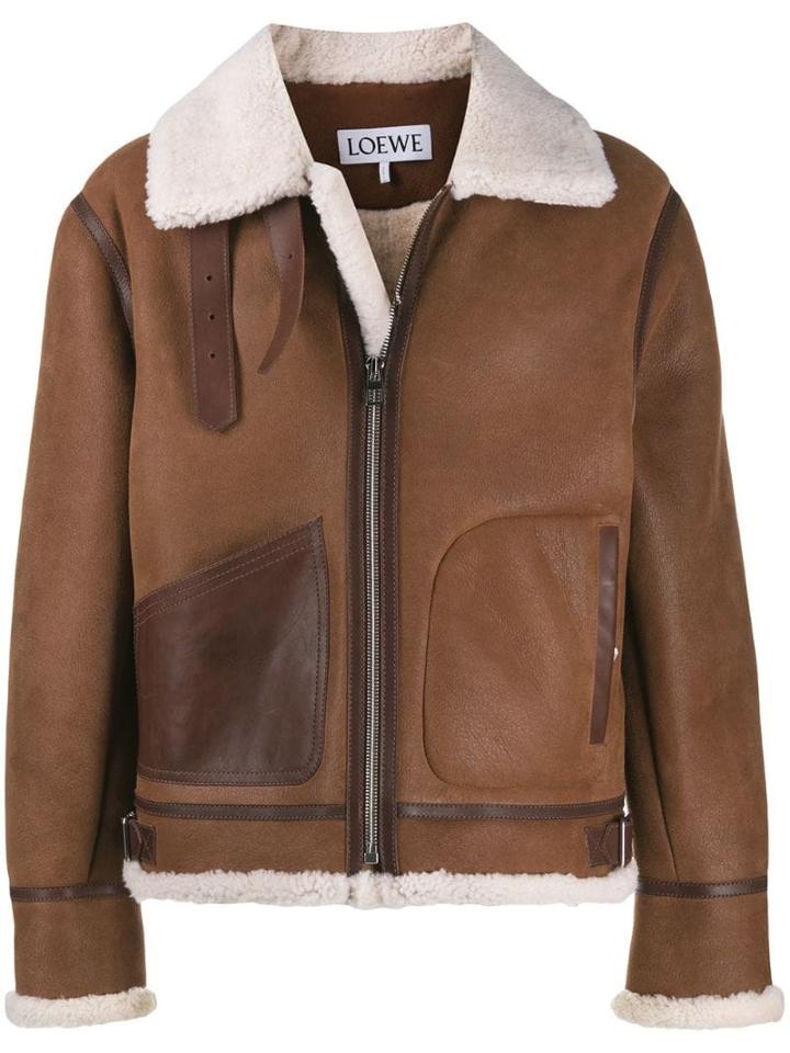 Loewe Shearling Trim Jacket - Brown